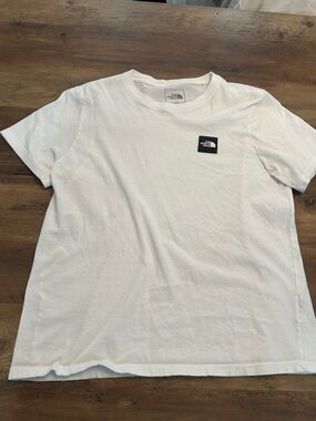 The North Face White Short Sleeve Crew with Black Logo Patch